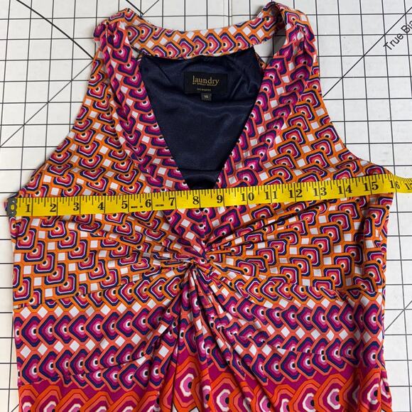 Laundry by Shelli Segal Orange Pink Geometric Sleeveless Halter Dress Women 10 - Picture 7 of 11